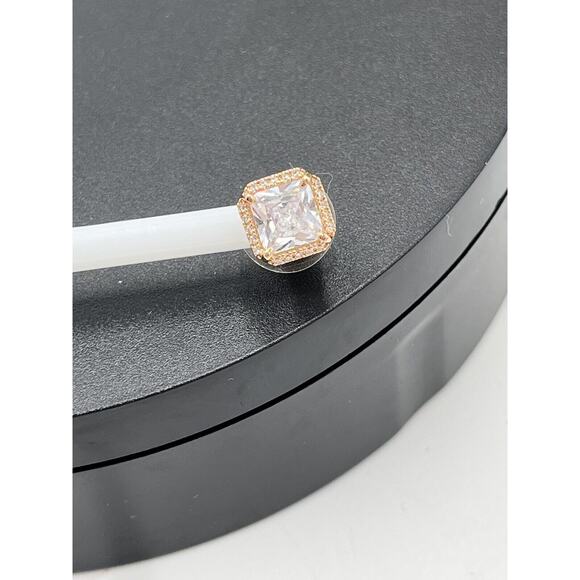 Kate spade Save The Date Pave Princess Cut Bling shiny Rose Gold Stud Earrings - Picture 5 of 16